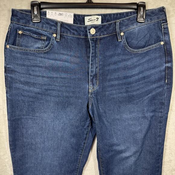 Seven7 NEW Loose Straight Leg Jean Womens 14 Blue Denim High Rise Stretch Zipper - Picture 2 of 15